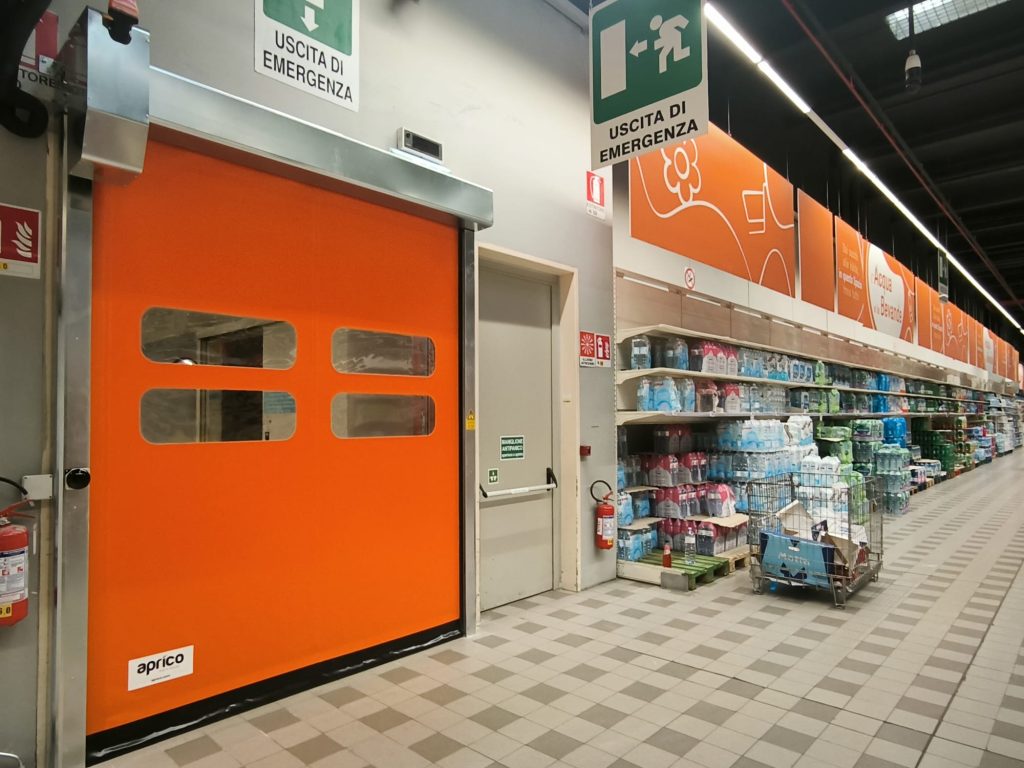 porta rapida flessibile per supermercato