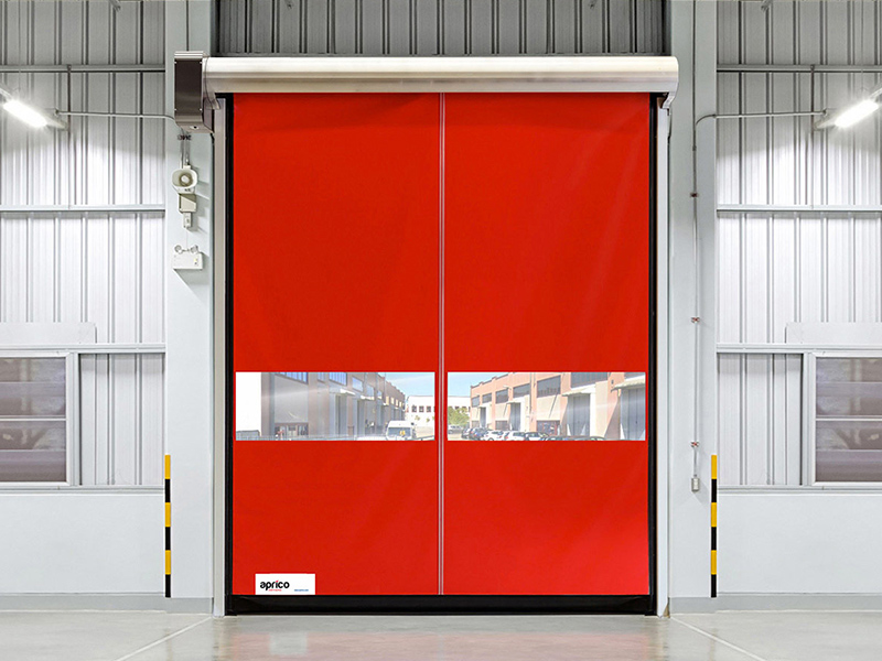 Porte rapide industriali ad alta velocità per logistica, produzione, magazzini e ambienti a temperatura controllata, colore rosso aprico